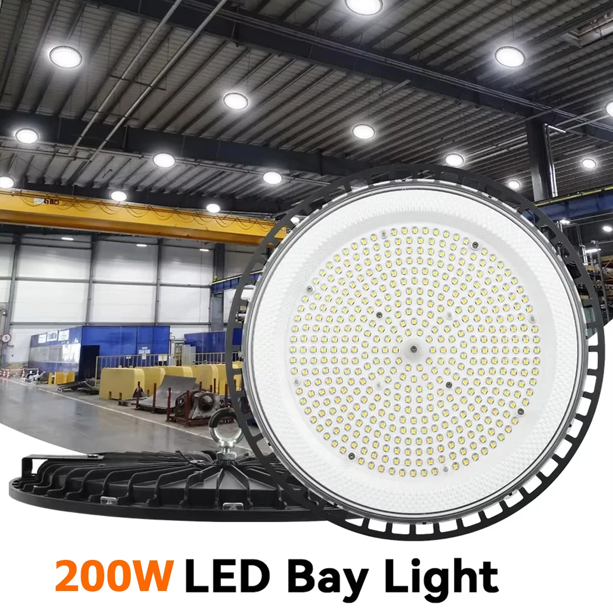 Lampada LED High Bay 100W 150W 200W UFO per officina, lampada da soffitto super luminosa, lampada LED per garage 6500K bianco freddo, illuminazione commerciale per magazzini, fabbriche, cantieri