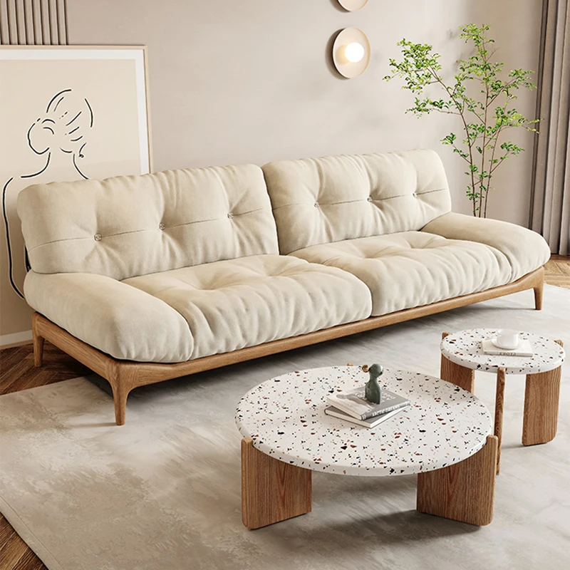 Drewniana minimalistyczna Sofa do przechowywania designerska japońska klasyczna recepcja kanapa Vintage pojedyncza pufa Chambre meble łóżko-zestaw