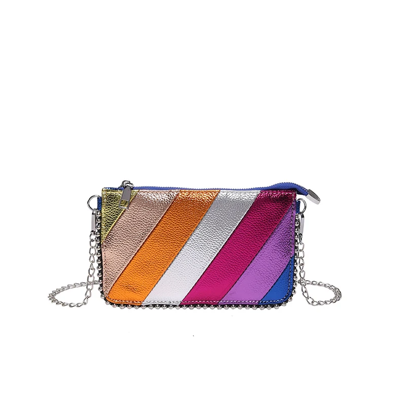 Wielokolorowe torby Crossbody dla kobiet modna kopertówka z łańcuszkiem torebki na telefon komórkowy podróżna torba na ramię na wakacje Sac A Main Female