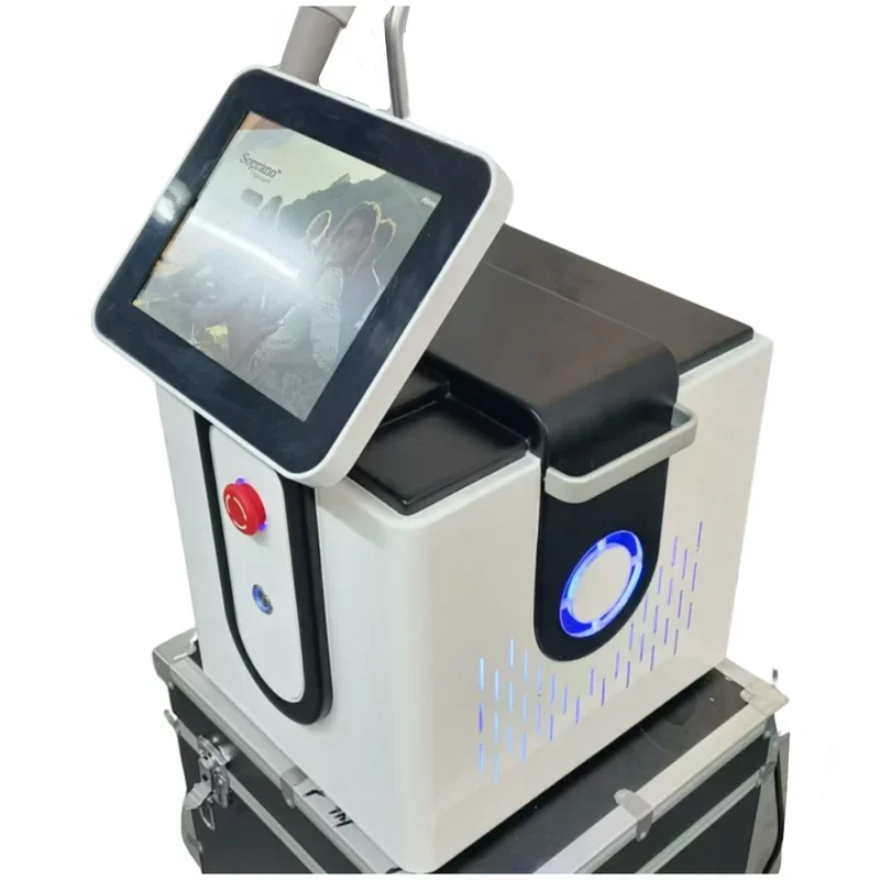 Soprano portátil 808 755 diodo gelo titânio laser corpo máquina de remoção de pêlos 3 ondas permanente 808 755 1064