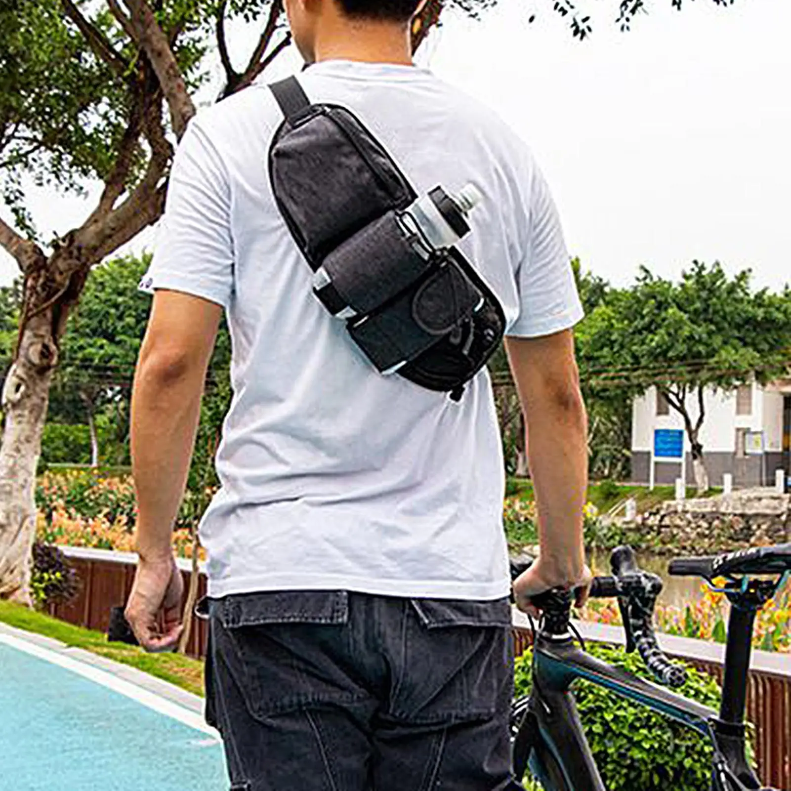 

Running Belt Zippered Compartment Waist Pocket Running Belt With Water Bottle Holder For Cycling Workout Walking Travel Camping