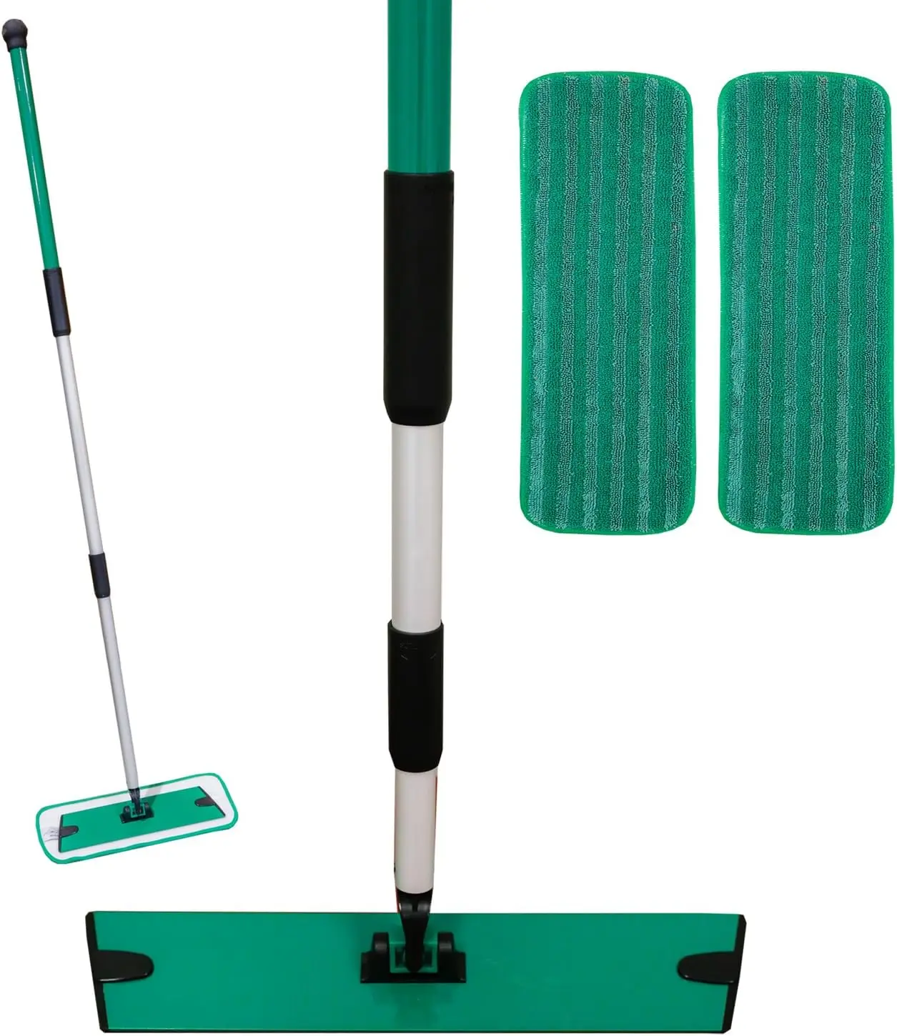 

s 12" Mop with 2 Reusable Microfiber Pads | Bathroom or Kitchen | 360° Rotating Head | Machine Washable | Extending Pole