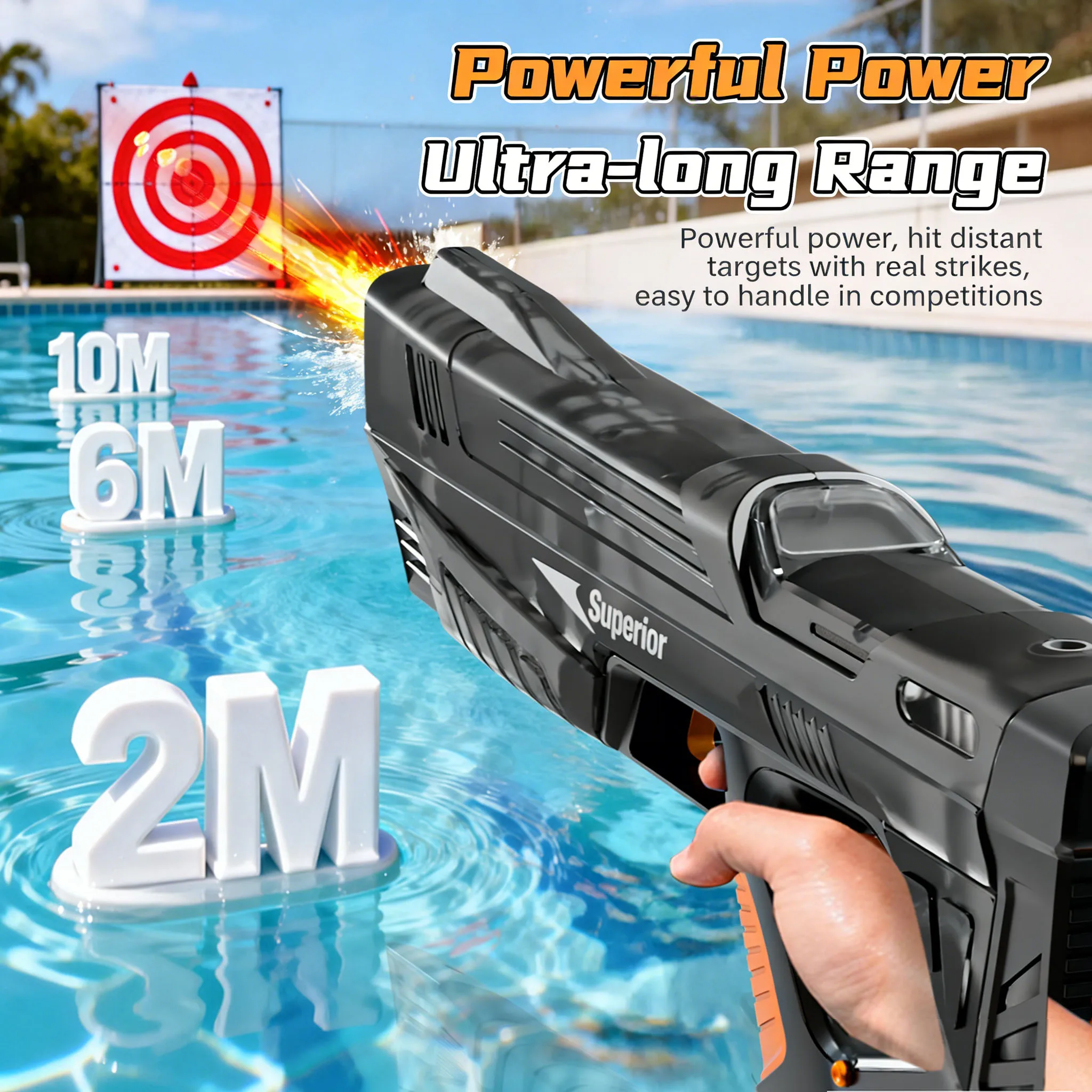 New Electric Water Guns Children Wholesale AutomaticWater Absorption Battery DisplayLarge Capacity Boys' Water PlayToyWater Gun view 5