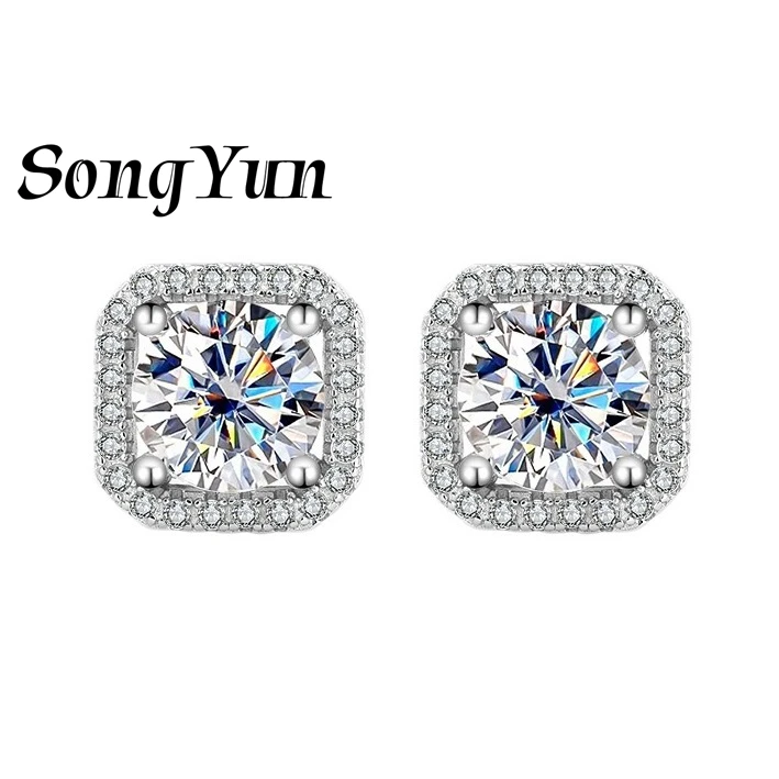 

SONGYUN Brand Jewelry 925 Sterling Silver Earrings Moissanite Diamond Hoop Party for Her 18K Rose Gold Plated MST Patent Earring