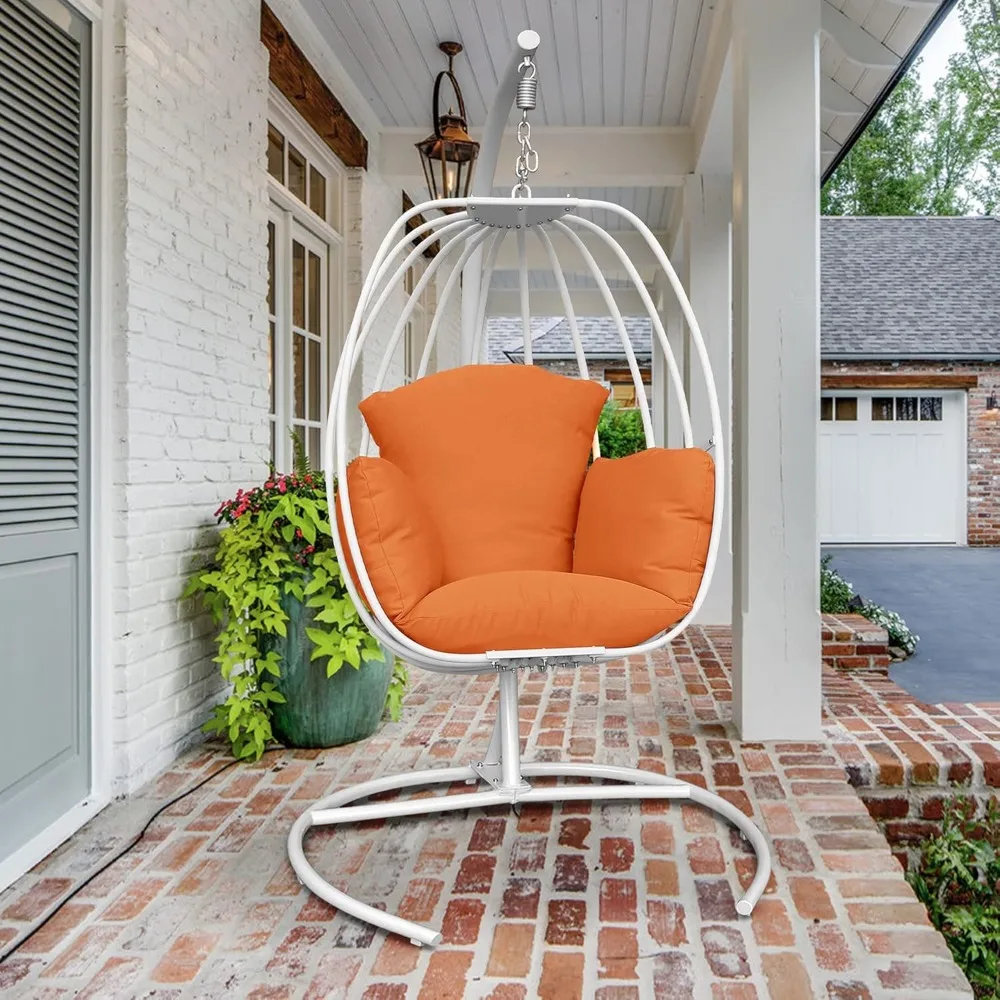 

Outdoor Indoor Hanging Swing Egg Chair with Stand and Weatherproof Cushion for Bedroom, Porch, Patio and Garden, Stylish, Comfo