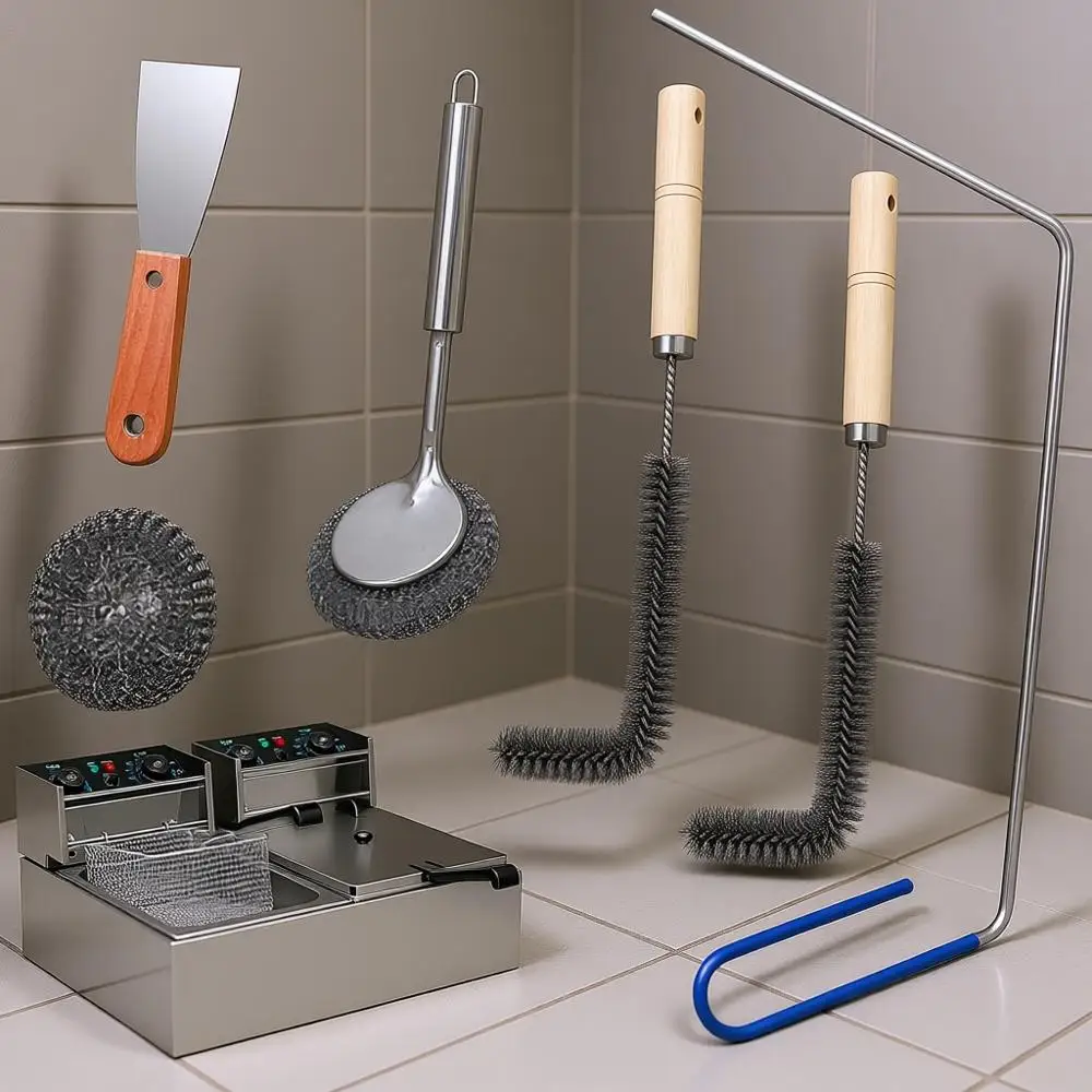 

6-Piece Stainless Steel Electric Deep Fryer Cleaner Set for Commercial Kitchens and Restaurants