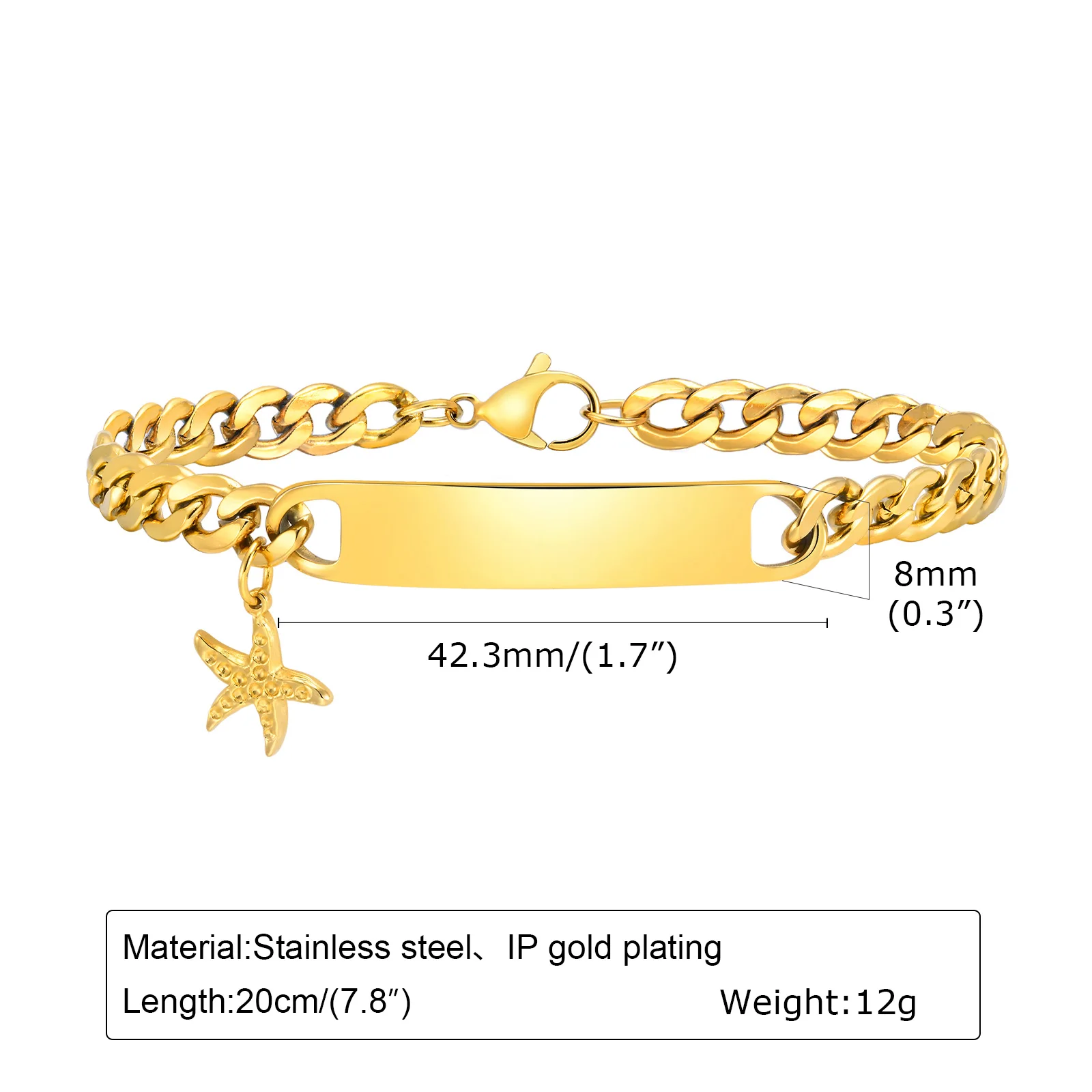 Vnox Free Personalized 8mm Stainless Steel Bracelets for Women Men, Unisel Gold Color Solid Metal Bangle, Custom Exclusive Gift