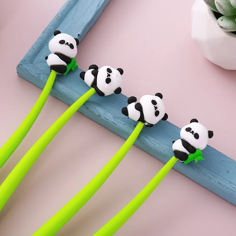36PCS Panda Shake Music Neutral Pen Creative Soft Glue Water Pen Small Fresh Stationery Student Writing Tools Office Signature P