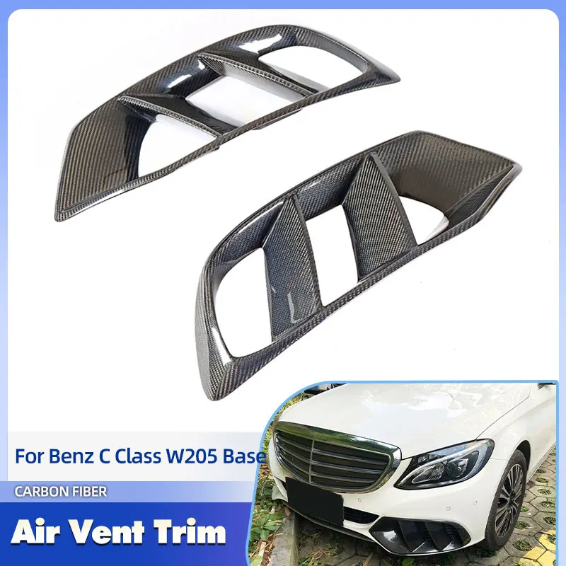 

Передний бампер автомобиля, вентиляционные накладки из углеродного волокна для Mercedes Benz C Class W205 Base Sedan 2015-2018, крышка противотуманной фары, сетчатая решетка FRP