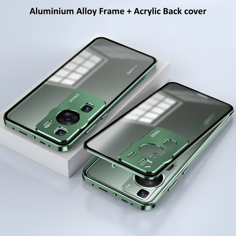 Aluminium Alloy Metal Frame Bumper + Acrylic Back Cover For Huawei P60 Pro P60Pro P 60 Camera Lens Protector Case Thin