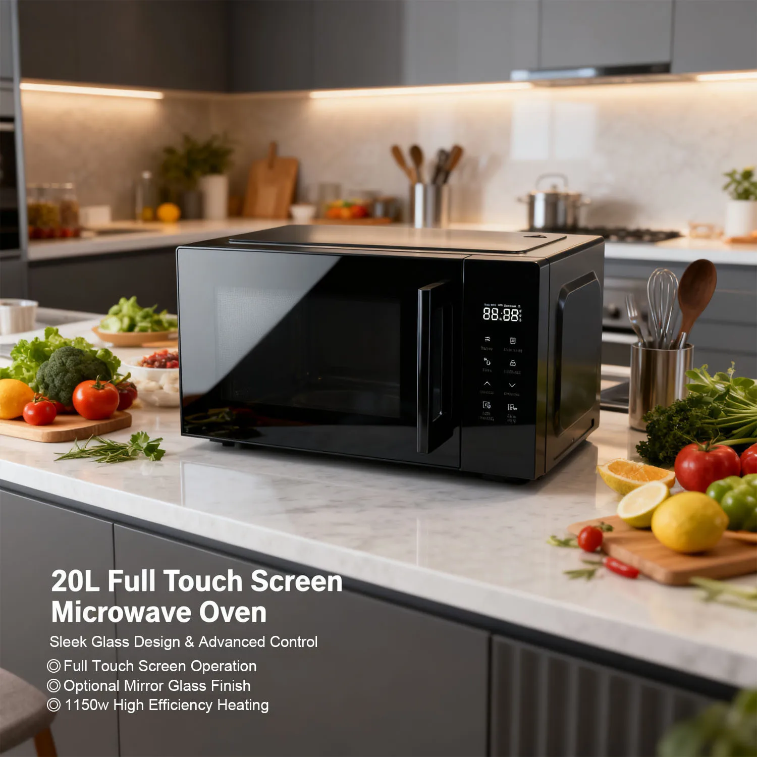Factory Direct 110v Dual-Use 20L Electric Stainless 1150W Class Energy Efficient Microwave Oven Digitail  Timer Household