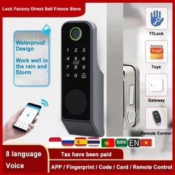 Serratura elettrica intelligente impermeabile con Tuya Smart Life APP WIFI Outdoor Gate Door Fingerprint Lock Suit per porta 7-90mm