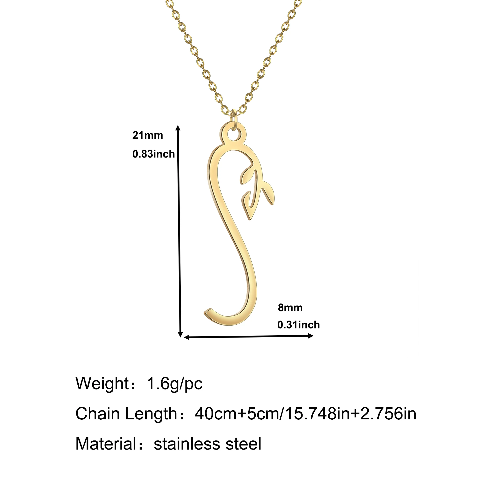 Kinitial Stainless Steel Stem Leaf Plant Pendant Necklace For Women Trendy Jewelry Botanical Flower Charm Necklace