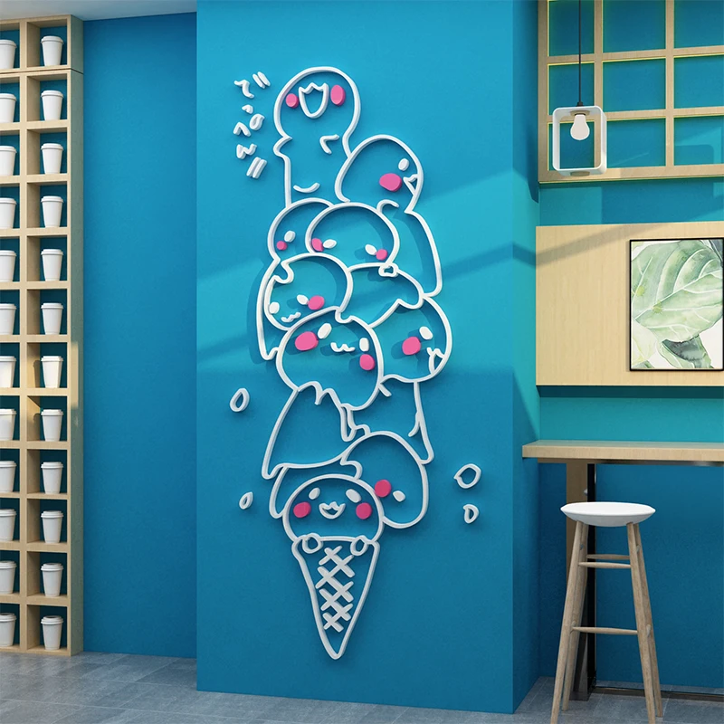 

WS272 Ice cream shop decoration wall sticker painting advertising poster cold drink celebrity milk tea egg dessert ornaments