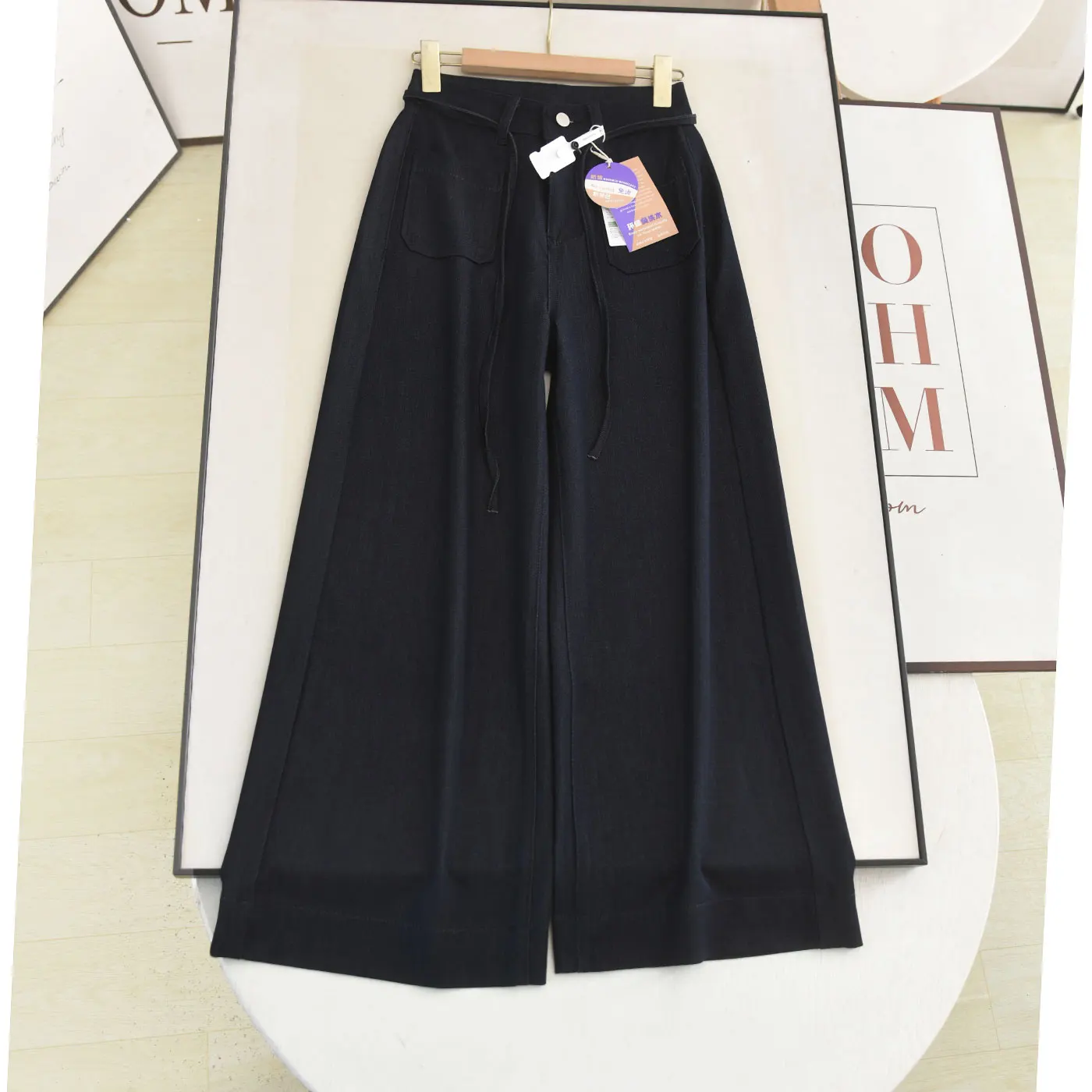 

Джинсы женские осенние, широкие, прямого кроя, с высокой талией, свободные, драпирующиеся, с эффектом похудения, повседневные, из денима, против морщин