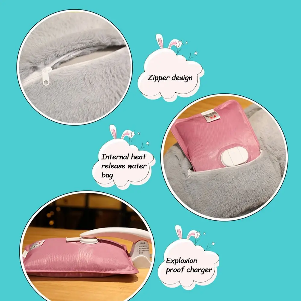 Aquecedor de mãos portátil de inverno com bolso desenho animado travesseiro de mão animal macio