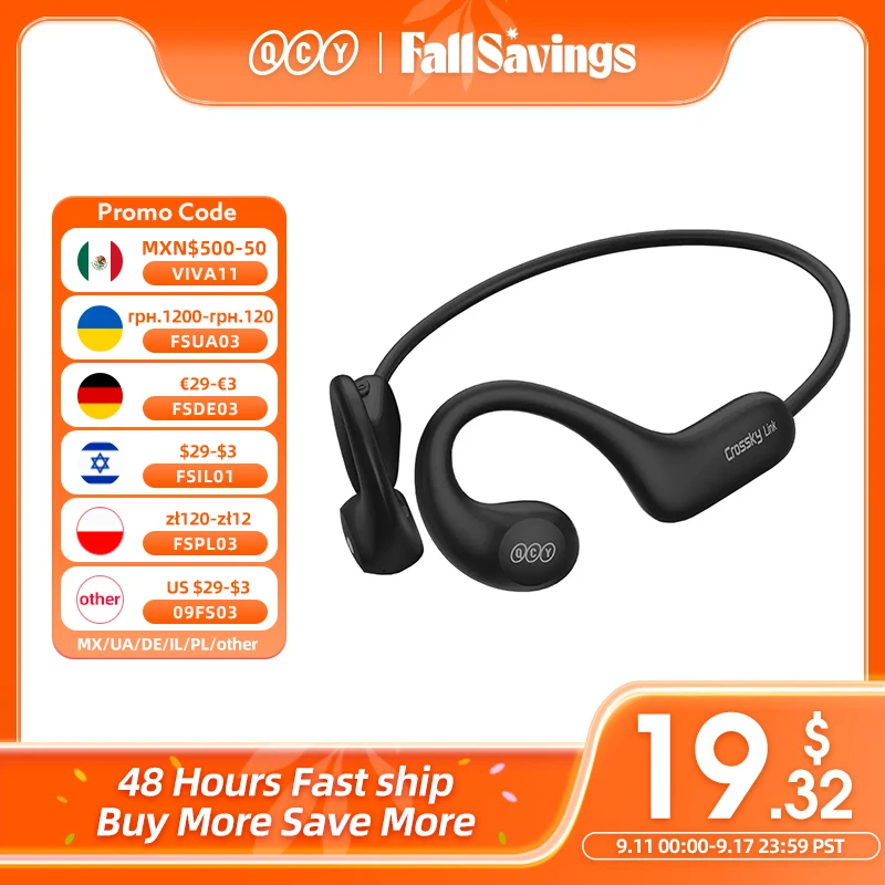 QCY T22 Crossky Link Wireless Earphone Bluetooth 5.3 Open Ear Sports Headphones Waterproof Ear Hook Headset Cycling Running