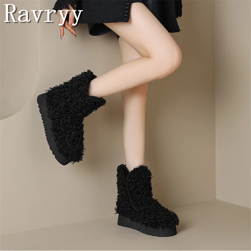 Winter New Fashion Fur Boots Round Toe Thick Bottom Warm Short Snow Boots Flat Loafers Designer Short Boots Women