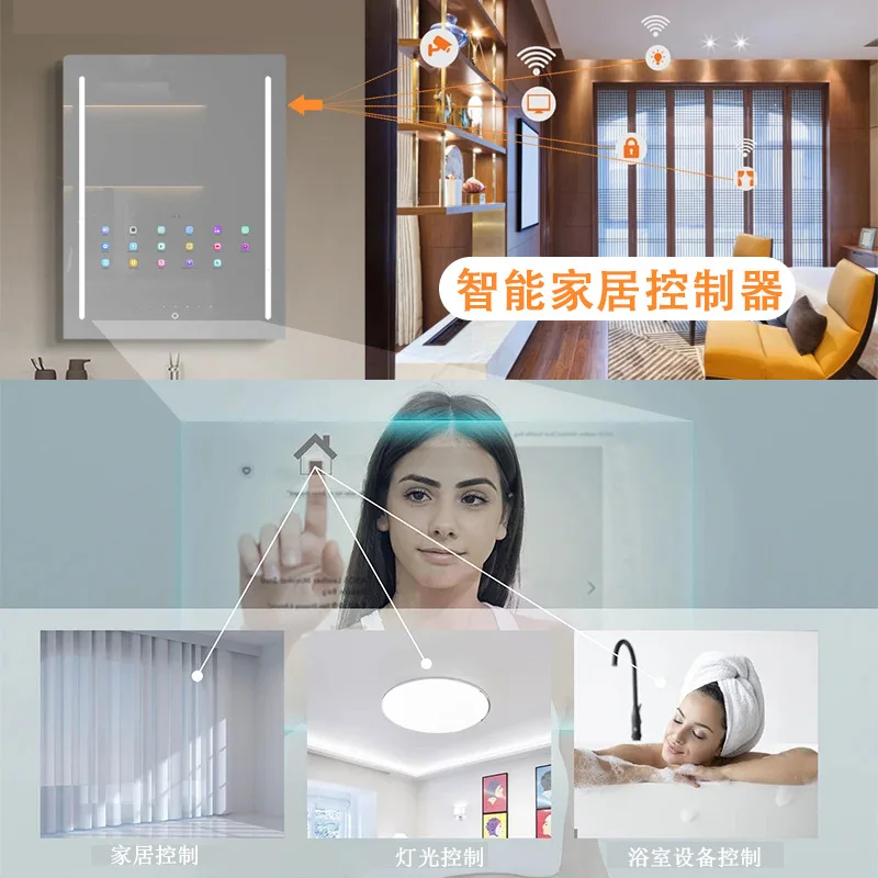 Intelligent Makeup Mirror, Bathroom Mirror, Android 11 Magic Mirror, Waterproof Strap, 21.5-inch Touch Screen, High-end Hotel