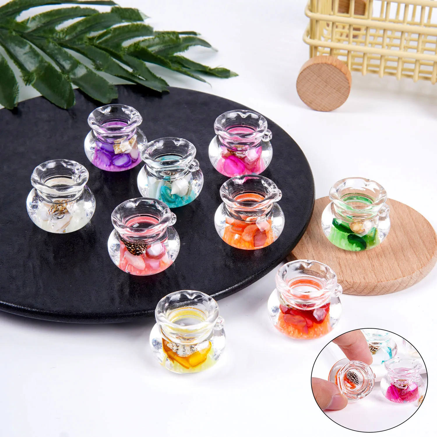 Mini Fish Tank Model Dollhouse Aquarium Conch Accessories Realistic Micro Scene Keychain Miniature Ornament Desktop Decor Props