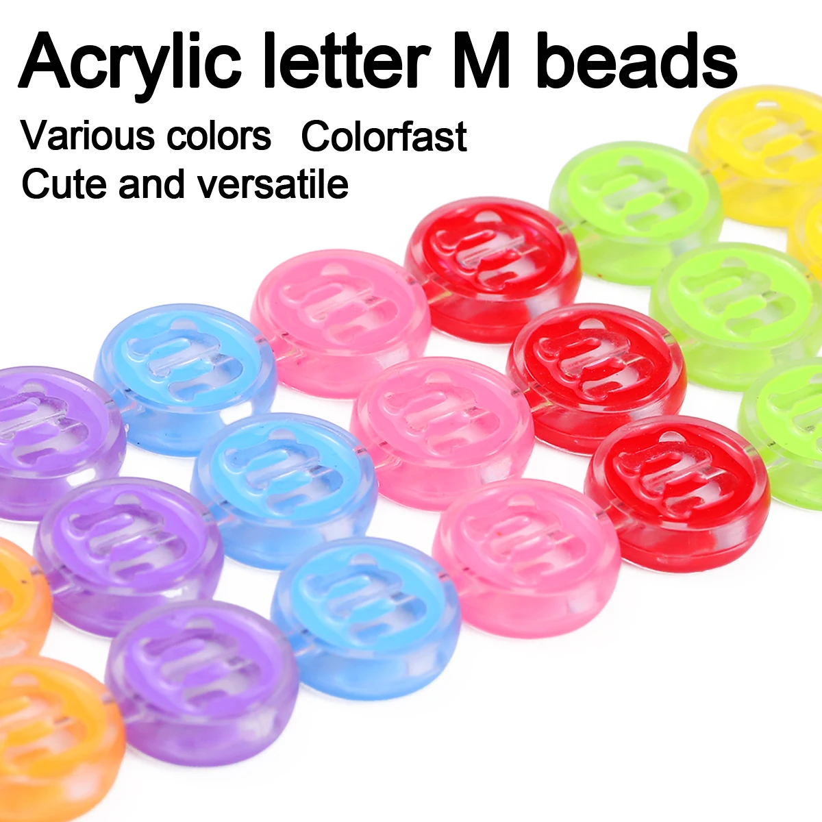 22mm Acryl-Sandwich-Perlen Buchstabe „M“ in Verschiedenen Farben Handgefertigte DIY-Perlen für Schmuckherstellung Halsketten Zubehör