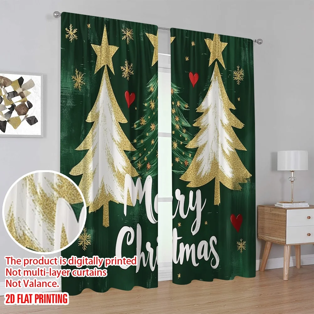 2 قطعة 2D الطباعة المسطحة سعيد عيد القديس باتريك نافذة الستائر عيد ميلاد سعيد شجرة عطلة 100% البوليستر بدون كهرباء