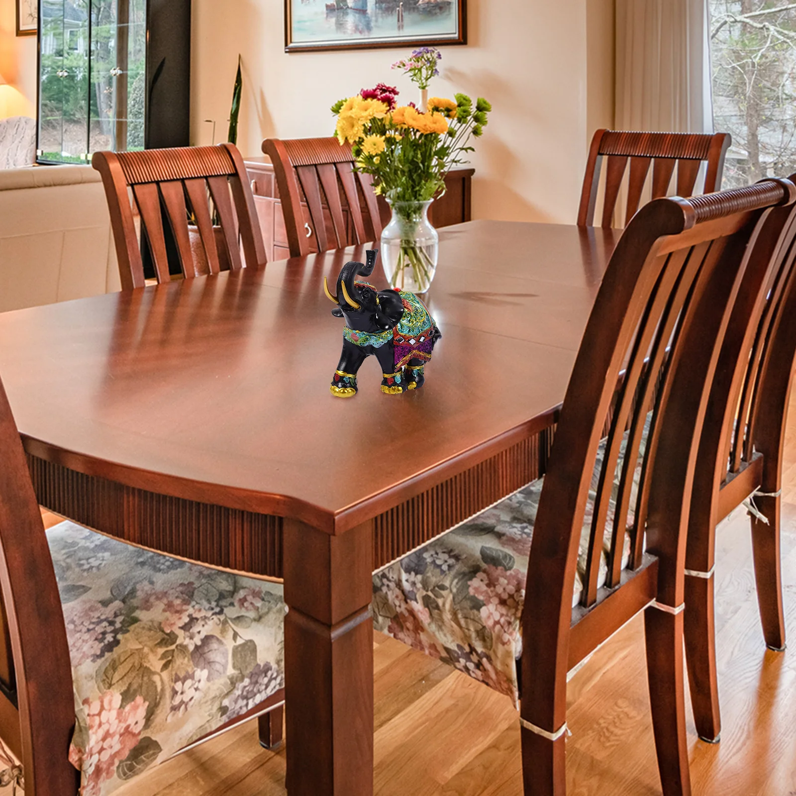 

1Pcs Resin Elephant Desktop Ornament Lucky Feng Shui Sculpture Power Wisdom Protection Home Decor Animal Adornment