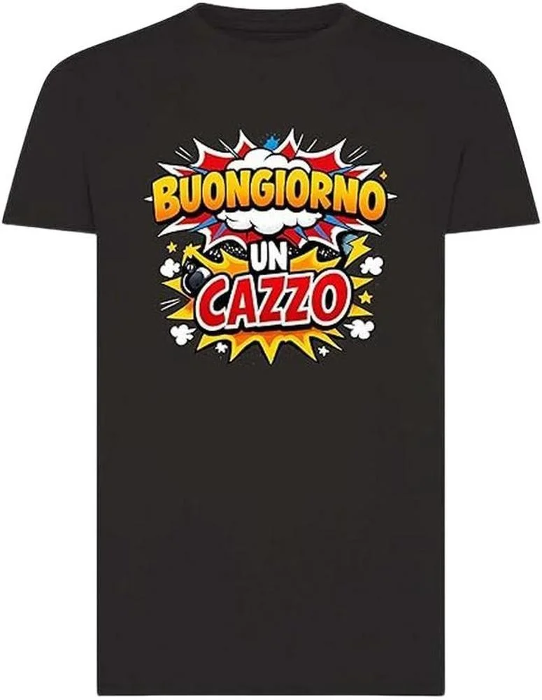 Lustiges italienisches Good Morning Un Cazzo Baumwoll-T-Shirt, lässiges Sommer-Streetwear, Retro-Vintage-Pop-Art-Hip-Hop-cooles Grafik-T-Shirt