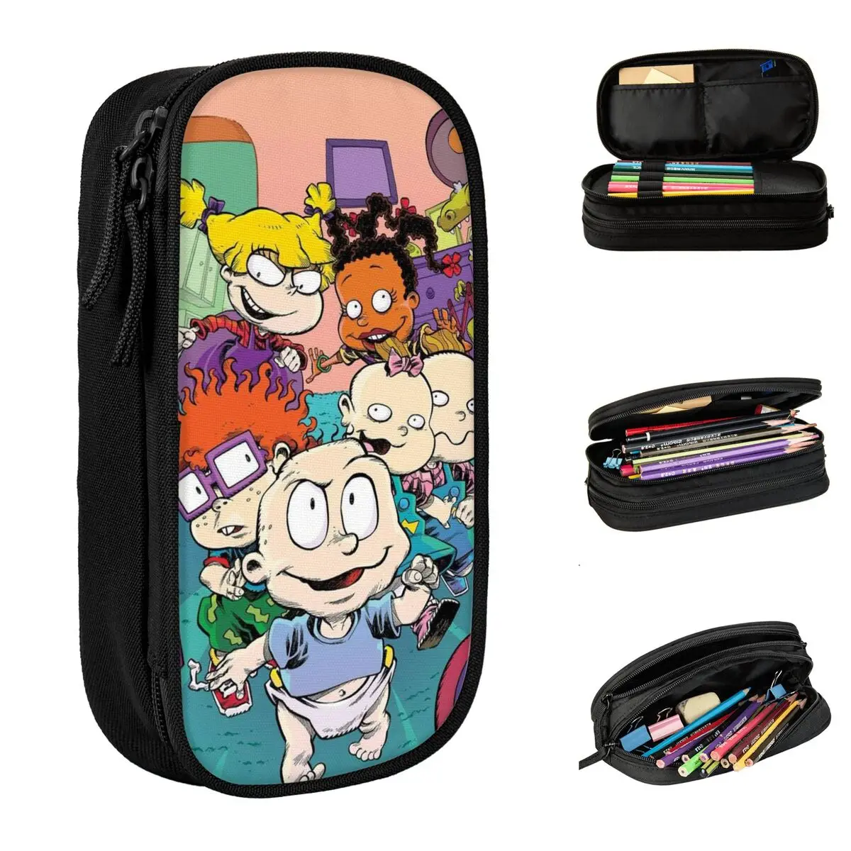 

Large Capacity Pencil Case Rugratsed Chuckie Finster Anime School Supplies Double Layer Pencilcase Girl Makeup Bags Amazing Gift