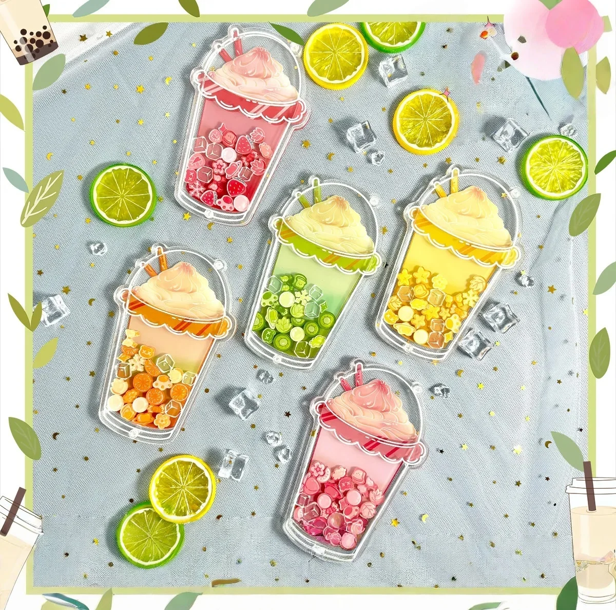 Snow Cap Milk Tea Cup Acrylic Stand – Anime Goods Display Badge Pin Holder Wobble Shake Storage for Acrylic Standees & Buttons