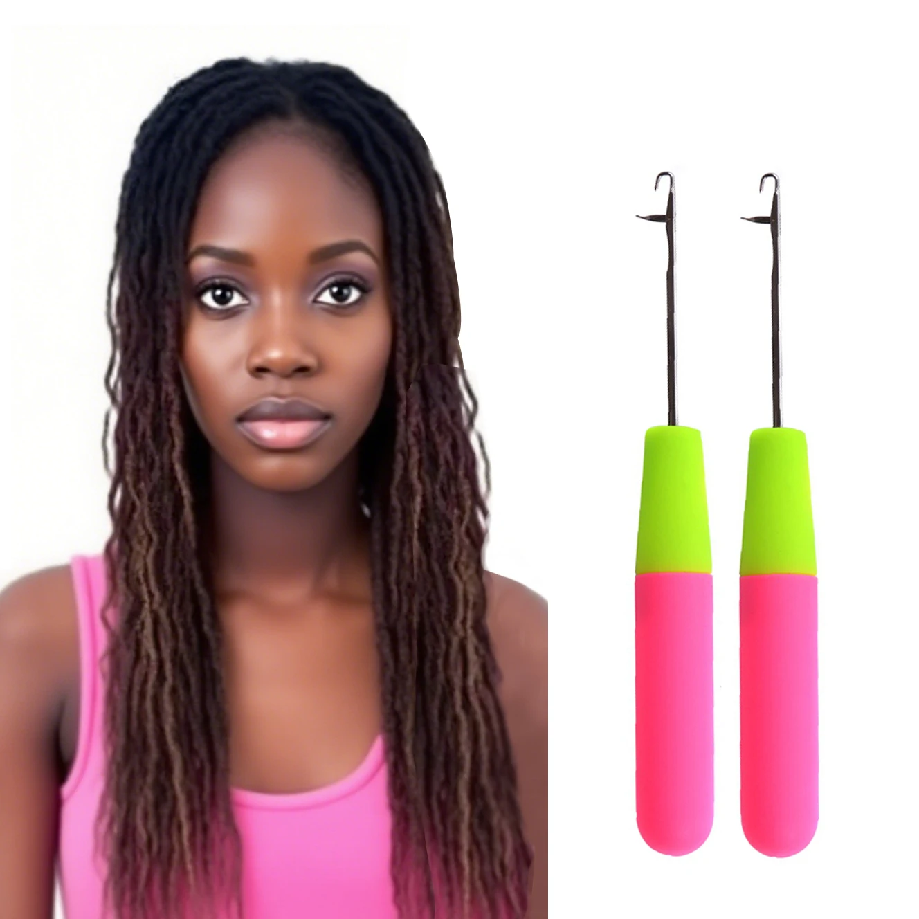 

2 Pcs Dreadlock Needles Plastic Handle Knitting and Crochet Needles for Braiding Twist Hair Weaving Dreadlock
