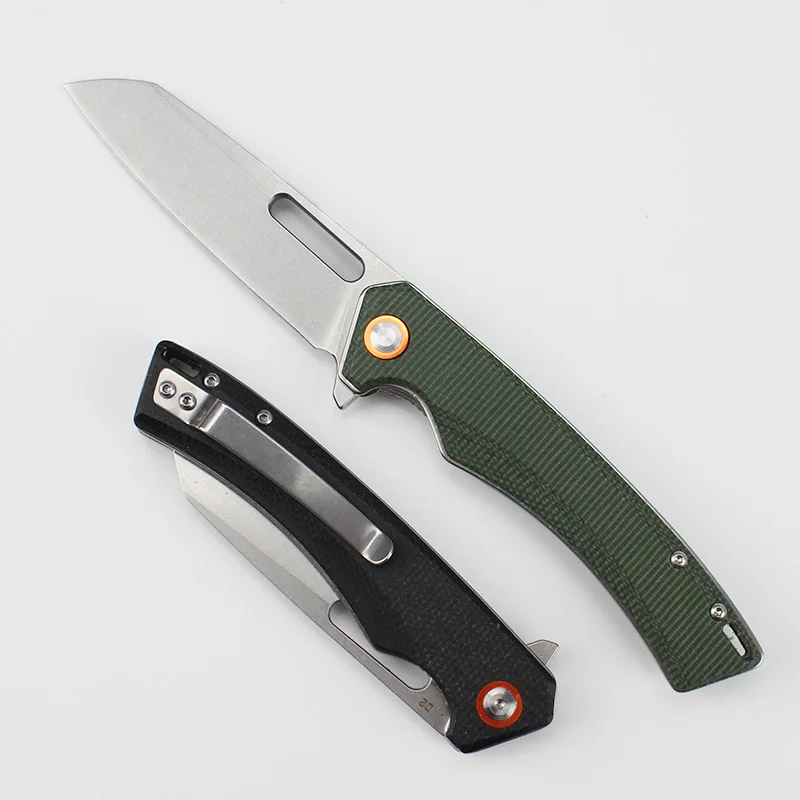 GT957 Folding Tactical Knife D2 Steel Blade Micarta Handle Ball Bearing Pocket Knives Portable  EDC Camping Tool