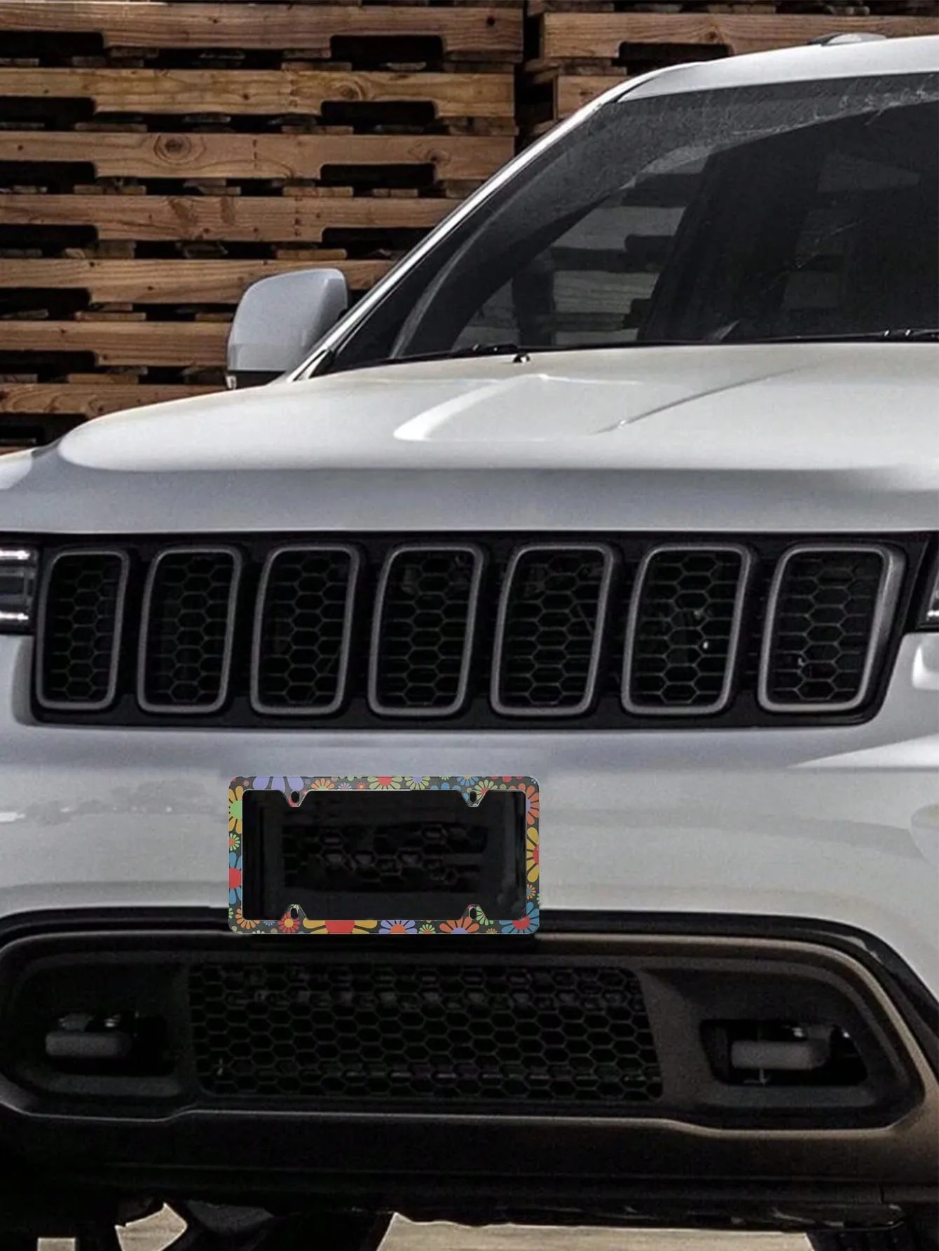 

Colorful Daisy Pattern Car License Plate Frame License Plate Holder Car Tag Frame for Women Men Car Plaques Tin Sign Gifts US