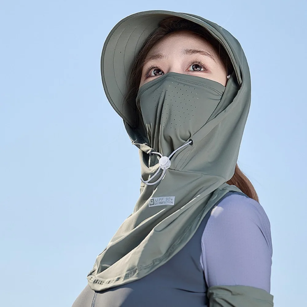 

Breathable Full-Face Sunscreen Cap Wide Cap Brim UPF 50+ Long Neck Covers Hat Anti UV Neck Protection Neck Wrap Cover Woman Man
