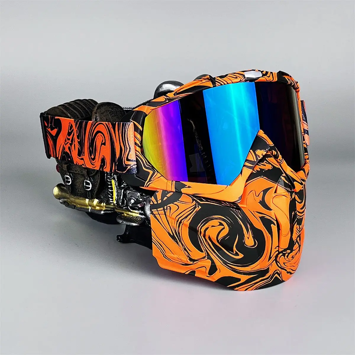 

Vintage Motorcycle Shark Helmet Goggles Motocross Helmet Glasses Retro Windproof Open face Helmets Goggles Mask