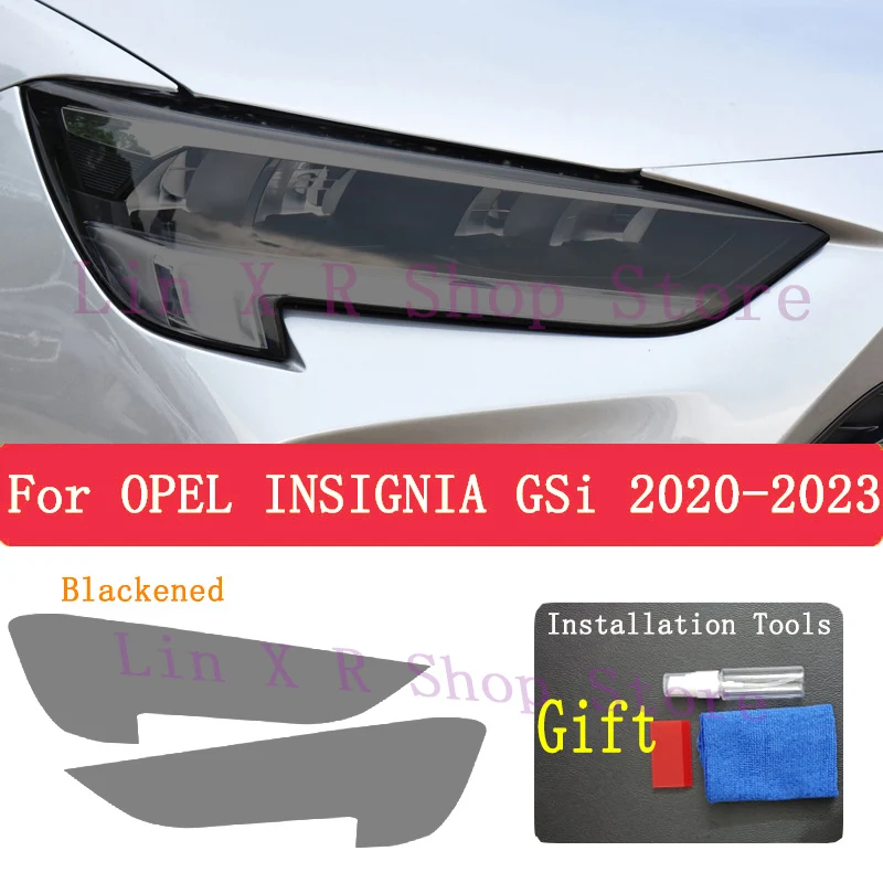 

For OPEL INSIGNIA GSi 2020 Accessories 2 Pcs Car Headlight Protective Film Headlamp Restoration Transparent Black TPU Sticke