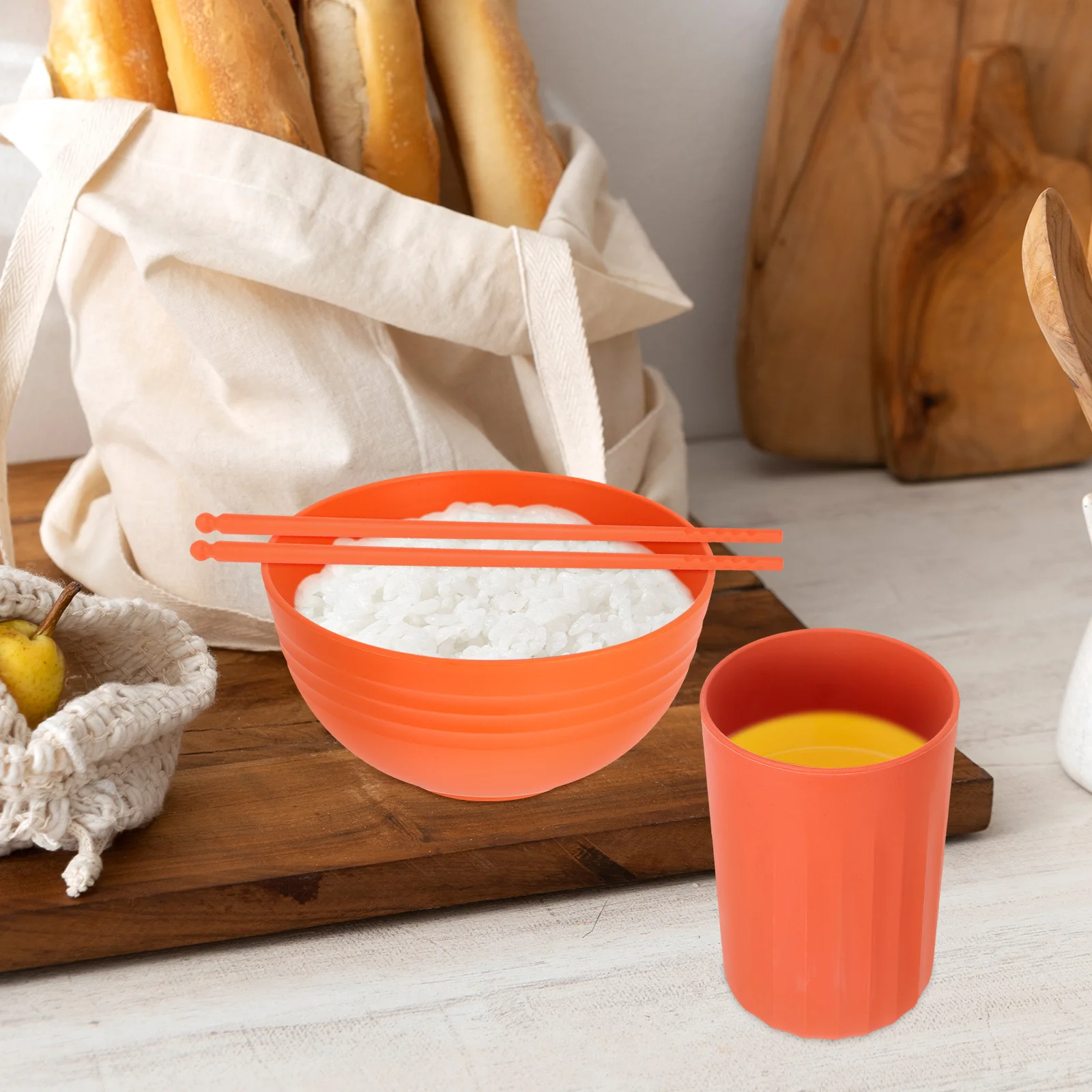 

1Set Smash Resistant Wheat Straw Dinnerware Set Colorful Unbreakable Party Tableware Bowl Cup Spoon Fork Party Dinnerware Kit