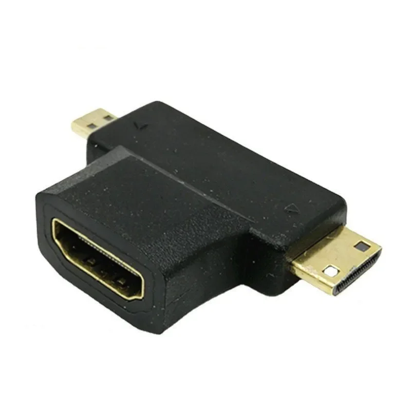 3 in 1 HDMI-compatible to Micro HDMI-compatible male Mini HDMI-compatible male 1.4 Female cable adapter T Shape converter 1080P