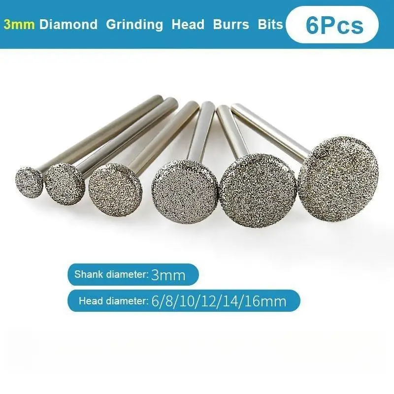 6 Stück Dremel Zubehör Schleifköpfe Fräser 3mm Schaft Jade Stein Schnitz- Polier- und Gravierwerkzeuge – Detail 10