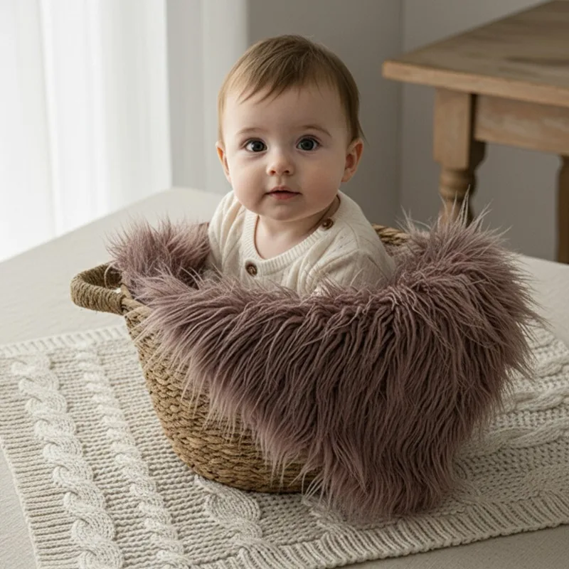 

Newborn Photography Props Soft Skin-friendly Heart-shaped Basket Stuffed Blanket for Baby Studio Shooting Auxiliary Background