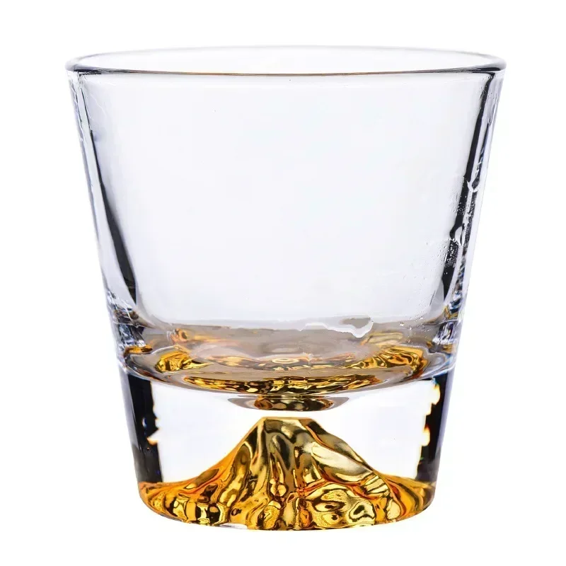 lead-free wine cups with wooden gift box for Liquor Scotch Bourbon  japan mt fuji shaped old fashioned whiskey glass cup 250ML