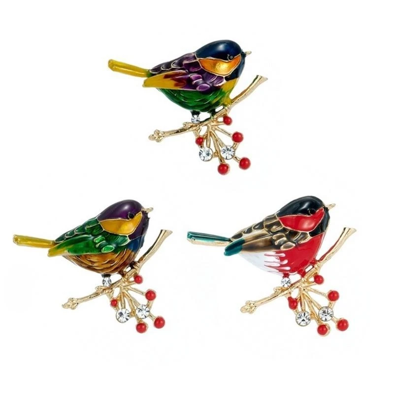 HXBF Fashionable Rhinestones Studded Sparrow Brooch for Stylish Women