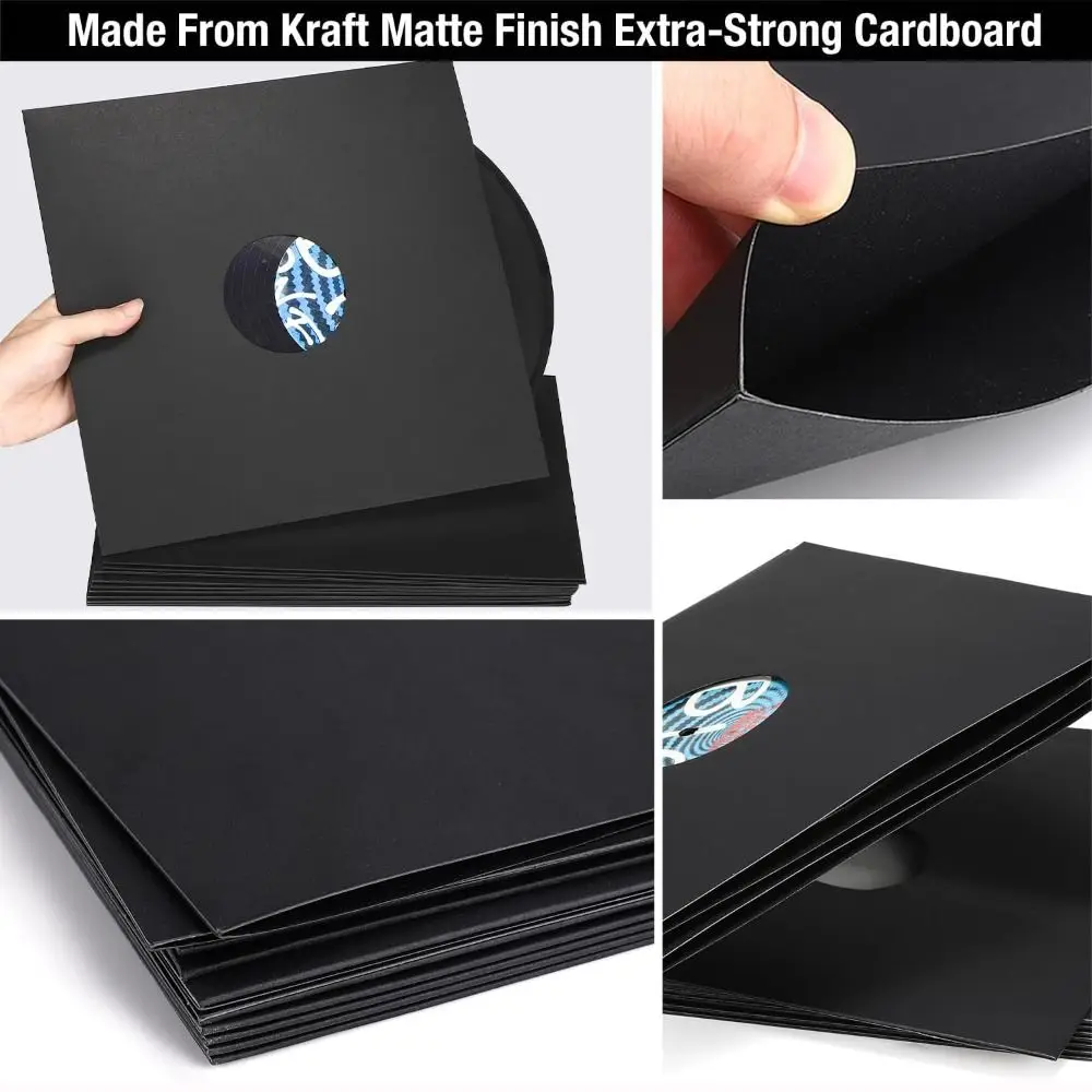New 7/10/12 Inch Vinyl Record LP Jackets Kraft Paper Black Cardboard Vinyl Record Covers Album Covers