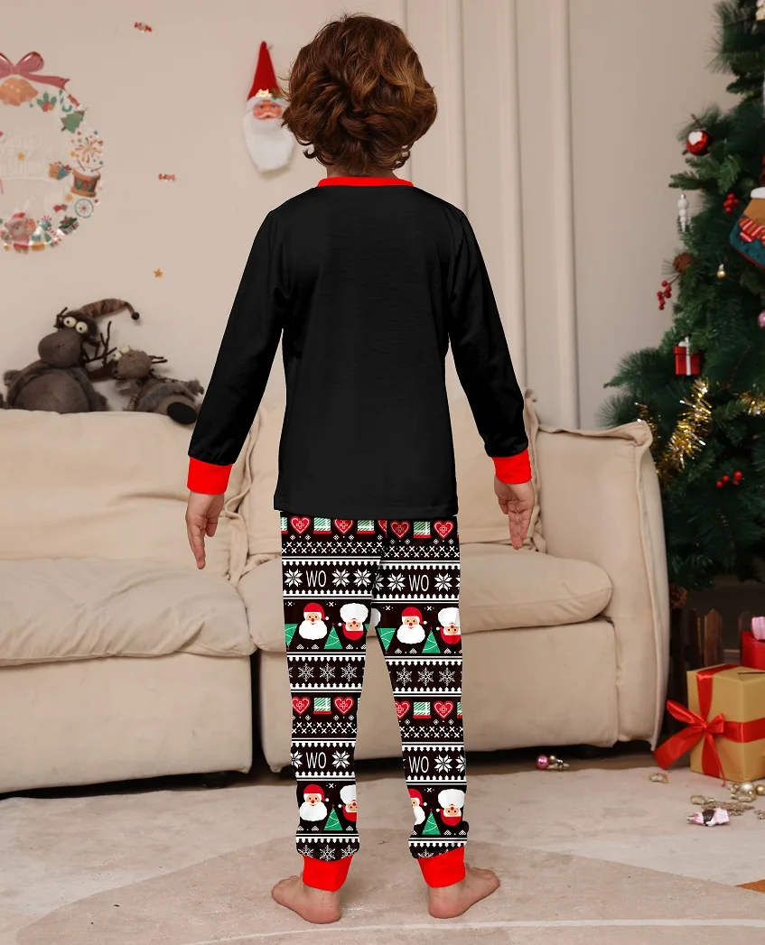 2025 Christmas Family Matching Pajamas Santa Claus Print Kid Baby Outfits Tops+Pants 2PCS Xmas Sleepwear Pyjamas Dog Clothes