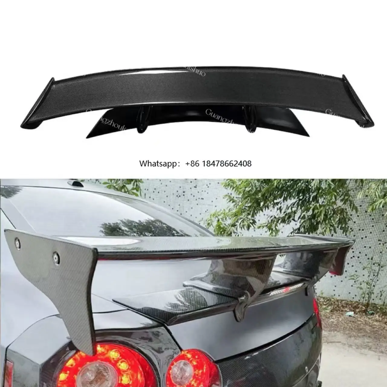 

High Quality Carbon Fiber Top Secret Style Rear Spoiler Trunk Led Wing Tail Wing for Gtr R35