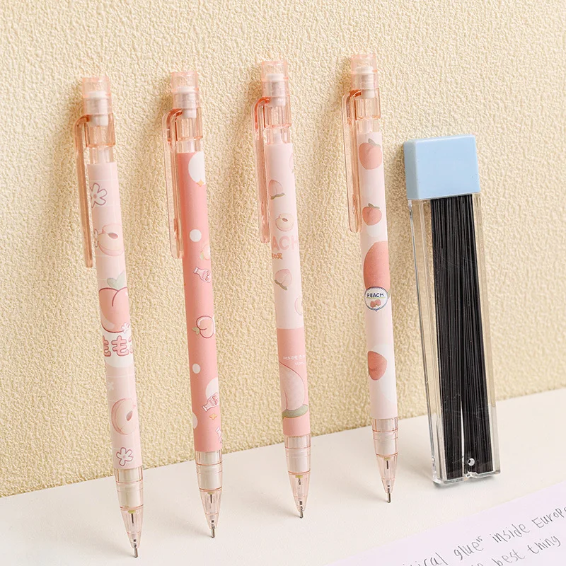 1Pc 0.5mm Honey peach Cute Press Automatic Mechanical Pencil School Office Supplies Student Stationery Gift Refill