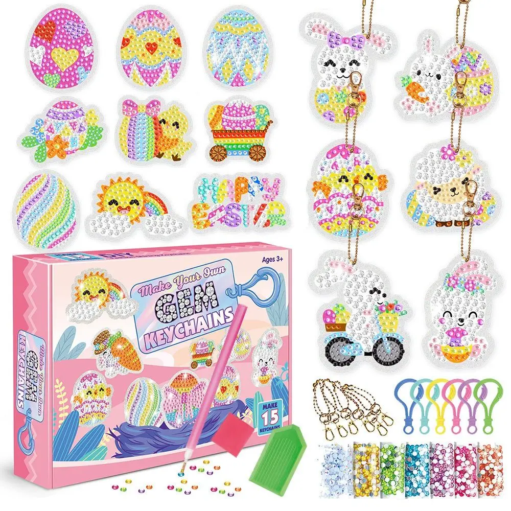 Handmade Craft Diamond Painting Set Mermaid Pattern Cartoon Design Diamond Drawing Keychain Diamond Painting Stickers Ice Cream