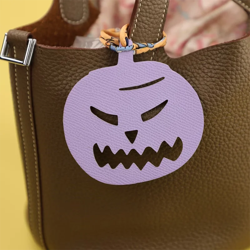 

Handmade The Togo leather and Epsom Leather Phtit H Evil pumpkin charm,Leather bag charm,Best leather charm for Brand bag