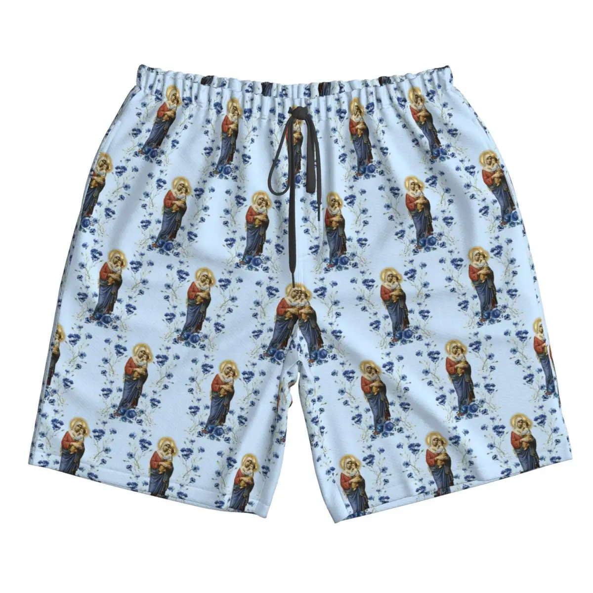 

Catholicism Saints Jesus Mary Trunks Beach Board Shorts Casual Quick Dry Swim Summer Men Pants