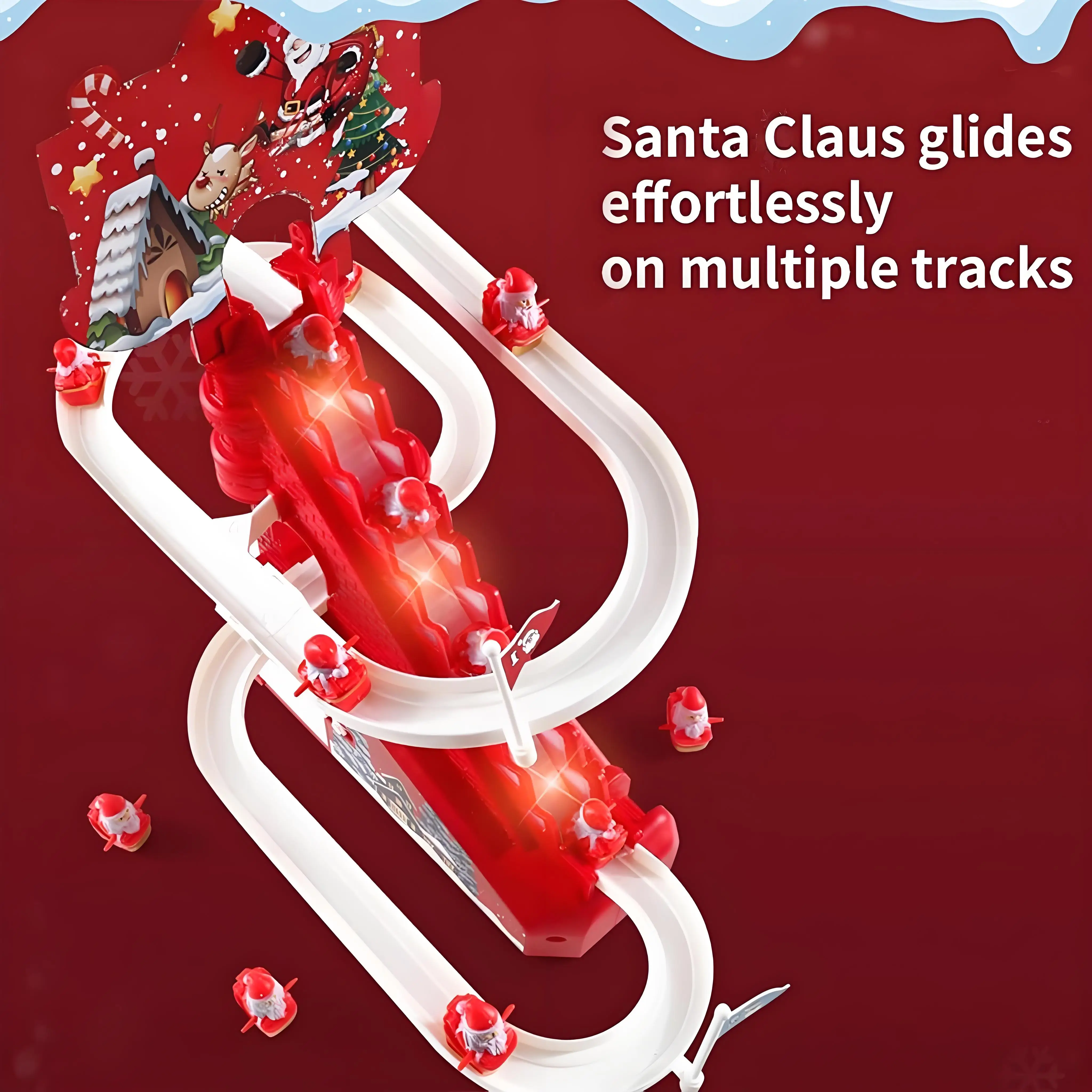 Auto-Climbing Santa Toy with LED & Music | Interactive Race Game for Kids | Festive Holiday Play for Ages 3-6